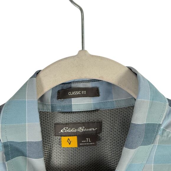 Eddie Bauer Travex Blue Plaid Long Sleeve Button Down Shirt Classic Fit Mens TL - Picture 3 of 7